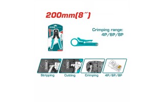 Pinza Crimpadora Multifuncion Total TMPC4468P 8" 20cm