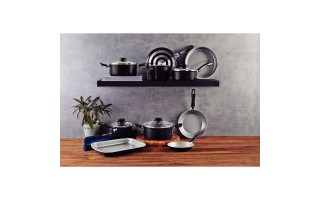 Ollas, Cacerolas y Asaderas Tramontina Linz 10pzs Negro