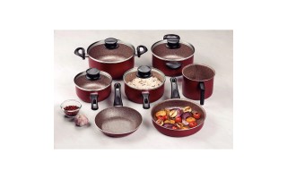 Ollas Cacerolas Sarten Tramontina Paris 5pzs Bordo