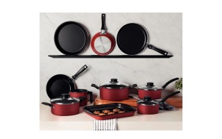 Ollas Cacerolas Sarten Asadera Tramontina Turim 10pzs Rojo