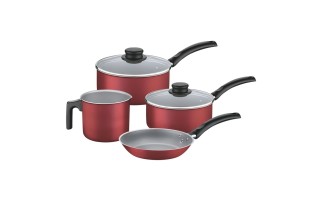Cacerolas Sarten y Hervidor Tramontina Turim Rojo 4pzs Cacerolas Sarten y Hervidor Tramontina Turim Rojo 4pzs
