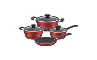 Ollas, Cacerola y Sartén Tramontina Sicilia 4pzs Rojo Ollas, Cacerola y Sartén Tramontina Sicilia 4pzs Rojo