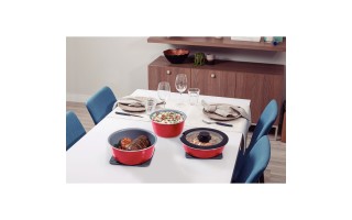 Ollas Multiuso Tramontina Ítria Mango Extraíble Rojo 3pzs Ollas Multiuso Tramontina Ítria Mango Extraíble Rojo 3pzs