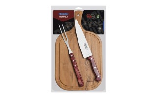 Cuchillo, Tenedor y Tabla p/ Asado Tramontina Churrasco  Cuchillo, Tenedor y Tabla p/ Asado Tramontina Churrasco