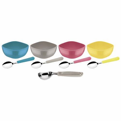 Bowls y Cucharas para Helados Tramontina Mixcolor 9pzs