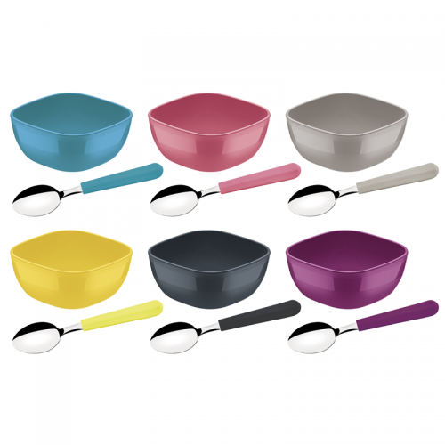 Bowls y Cucharas para Helados Tramontina Mixcolor 12pzs