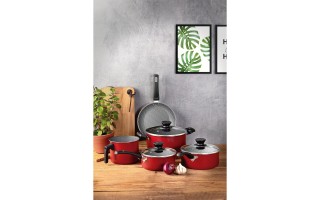 Ollas, Cacerolas y Sartén Tramontina Coimbra 5pzs Rojo Ollas, Cacerolas y Sartén Tramontina Coimbra 5pzs Rojo