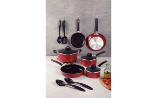 Juego de Ollas y Espatulas Tramontina Everyday 10pzs Rojo Juego de Ollas y Espatulas Tramontina Everyday 10pzs Rojo