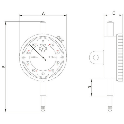 Reloj Comparador Tramontina Pro 0-5mm 0,01mm