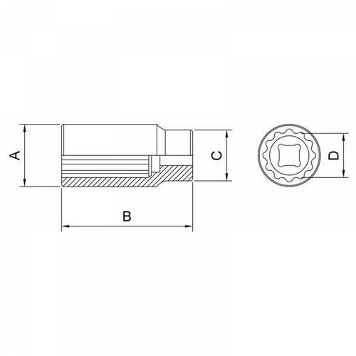 Llave Tubo Impacto Hex. Tramontina Pro enc.1/2 9mm