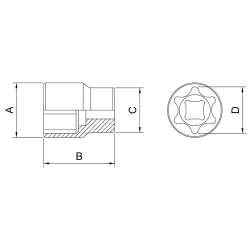 Llave Tubo Torx Hembra Tramontina Pro enc.1/2" E16