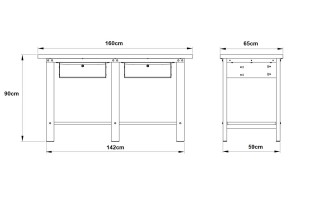Mesa de Trabajo Tramontina Pro 44954 Madera 90x65x160cm Mesa de Trabajo Tramontina Pro 44954 Madera 90x65x160cm