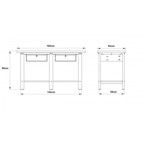 Mesa de Trabajo Tramontina Pro 44954 Madera 90x65x160cm