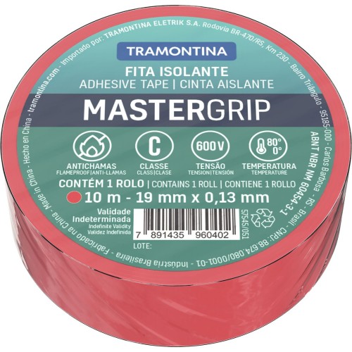 Cinta Aisladora Tramontina MasterGrip 19mm 10m Rojo