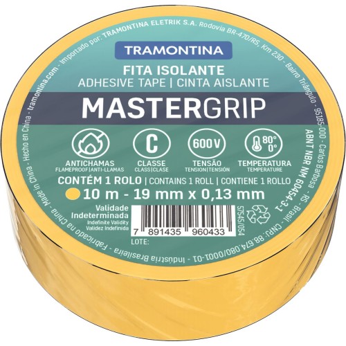 Cinta Aisladora Tramontina MasterGrip 19mm 10m Amarillo