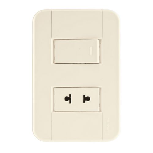 Interruptor Tramontina Tablet unipolar + Toma 2P Beige