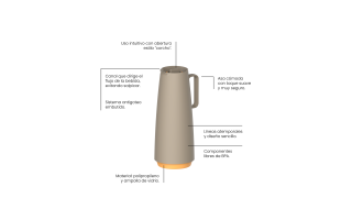 Termo Tramontina Exata 61636 Ampolla de Vidrio 1L Beige