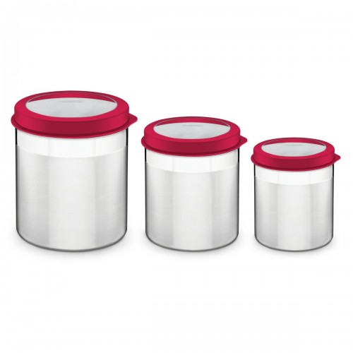 Potes con Tapa Tramontina Cucina 64220 Inox 3pzs Rojo