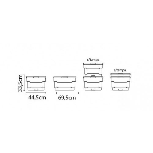 Contenedor Organizador Tramontina 60L 70x45x34cm Trans