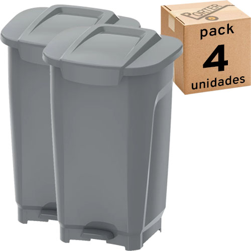 Basurero Tramontina 92813 Plastico Pedal 50L Gris x4u