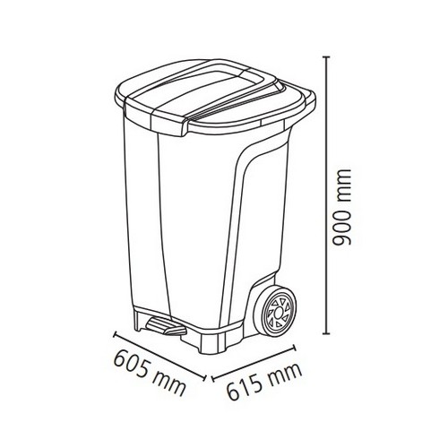 Basurero Tramontina 92815 Plastico Pedal y Rueda 100L Blanco