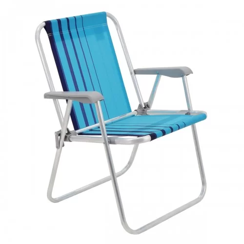 Silla de Playa Plegable Tramontina Samoa Alta Aluminio Celeste