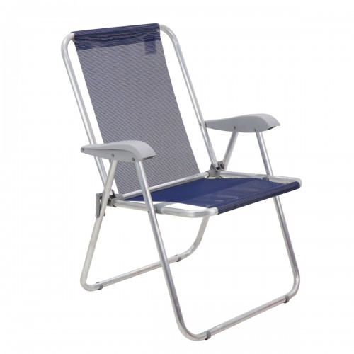 Silla de Playa Tramontina Creta Aluminio Azul Oscuro