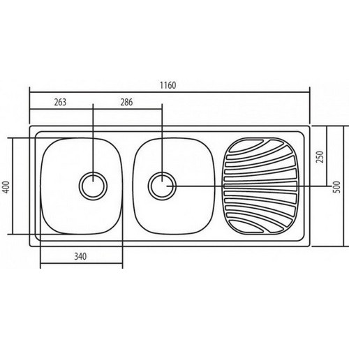 Pileta Tramontina 93880 Alpha 2c. Izq. Rectangular 116x50cm Satinado