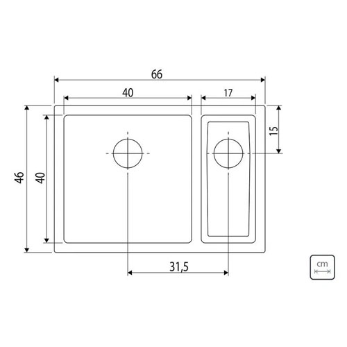 Bacha Tramontina Quadrum 94008 66x56cm con Escurridor