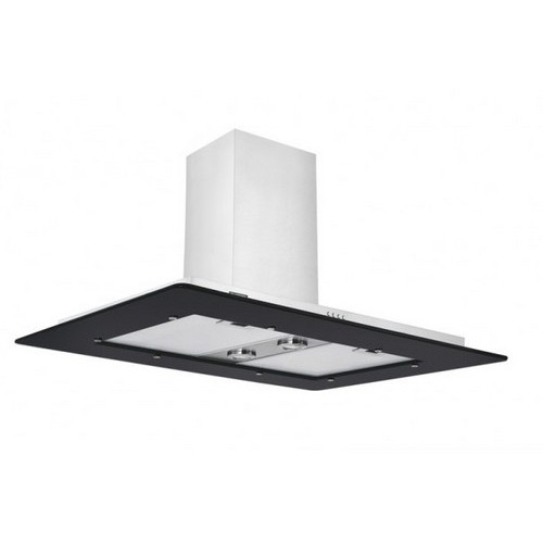 Campana Tramontina Vetro de Isla 90cm Inox. Vidrio Negro