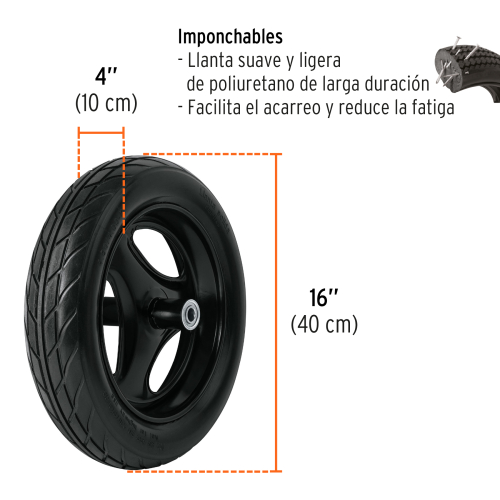 Carretilla Truper 100178 120L Plástico Rueda Maciza