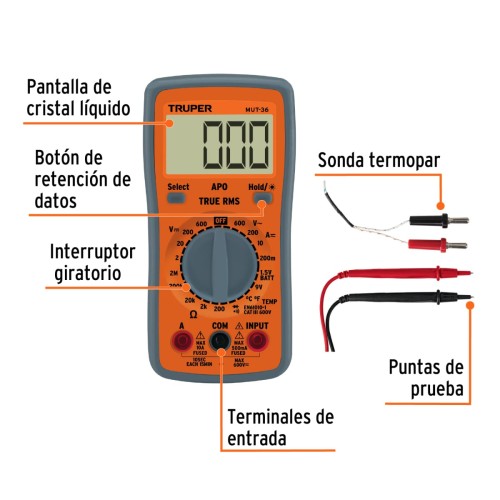 Multímetro Truper 100360 200A 600V Profesional