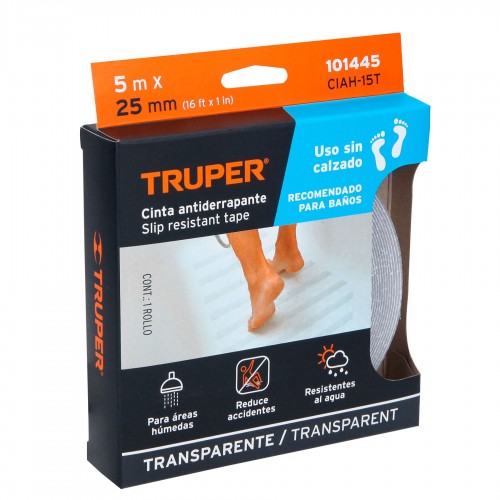 Cinta Antiderrapante Truper 101445 25mm x5m Transparente