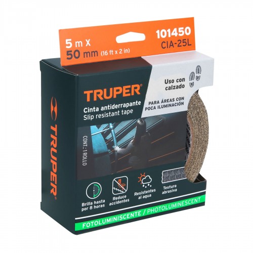 Cinta Antiderrapante Truper 101450 50mm x5m Fluorescente