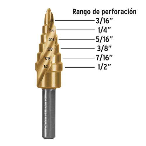 Mecha Escalonada Truper Expert 101550 3/16"-1/2" Titanio