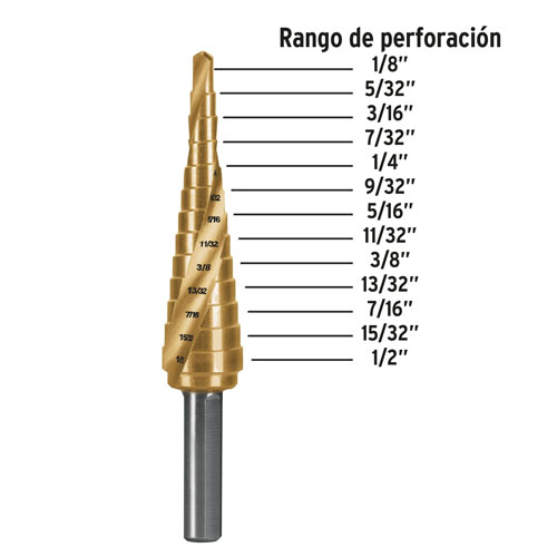 Mecha Escalonada Truper Expert 101551 1/8"-1/2" Titanio