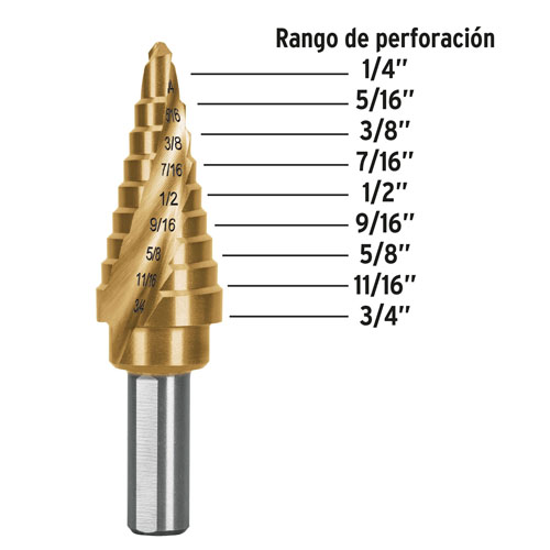 Mecha Escalonada Truper Expert 101552 1/4"-3/4" Titanio