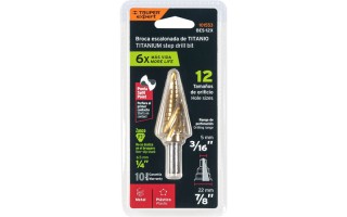 Mecha Escalonada Truper Expert 101553 3/16"-7/8" Titanio Mecha Escalonada Truper Expert 101553 3/16"-7/8" Titanio