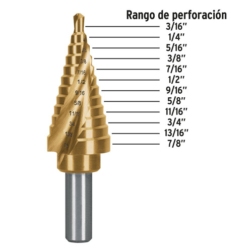 Mecha Escalonada Truper Expert 101553 3/16"-7/8" Titanio