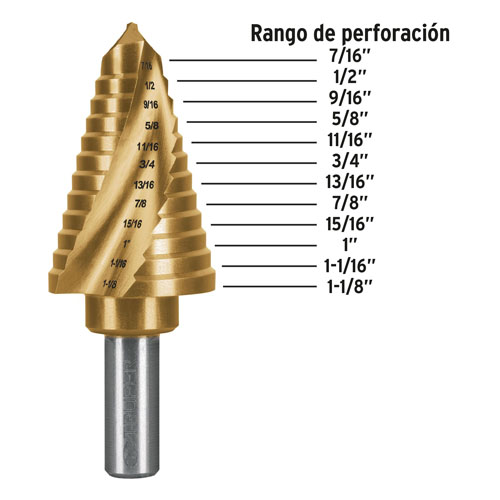 Mecha Escalonada Truper Expert 101555 7/16"-1.1/8" Titanio