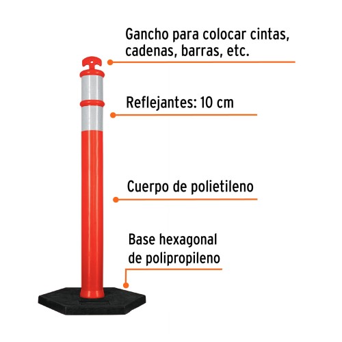 Hito de Vialidad Truper 101666 115cm Naranja