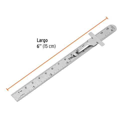 Regla Truper 101810 Acero Inox. [mm] y [pulg] 15cm