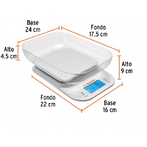 Balanza Digital de Cocina Truper 102421 5kg con Plato