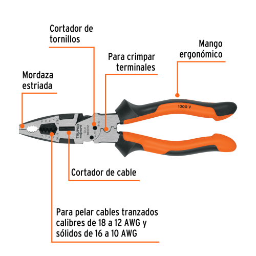 Pinza de Electricista Truper 103012 8'' 20cm