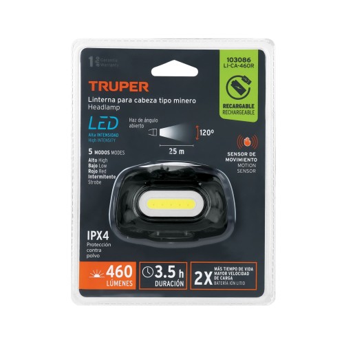 Linterna para Cabeza Truper 103086 460lm LED Recargable Linterna para Cabeza Truper 103086 460lm LED Recargable