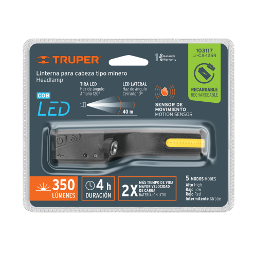 Linterna para Cabeza Truper 103117 350lm LED Recargable Linterna para Cabeza Truper 103117 350lm LED Recargable