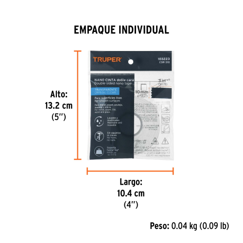 Cinta de Montaje Doble Faz Truper 103223 10mm x 3m