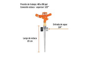Regador Truper 10330 de Impulso 360 Estaca 2V Regador Truper 10330 de Impulso 360 Estaca 2V