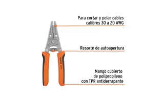 Pinza Pela Cables Truper 103352 6'' 30 a 20 AWG