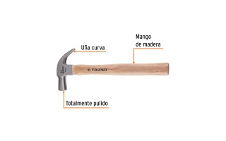 Martillo Uña Truper 10558 25mm 14oz (379g) Mango Madera
